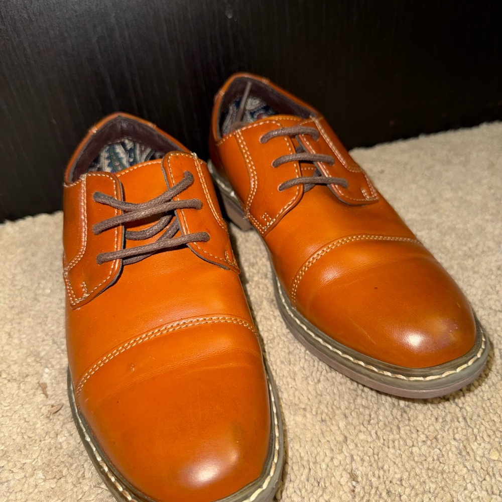 Bruno Marc Men’s Dress Shoes Brown Cap Toe Lace Up‎ Oxford Size 1 - Picture 2 of 9